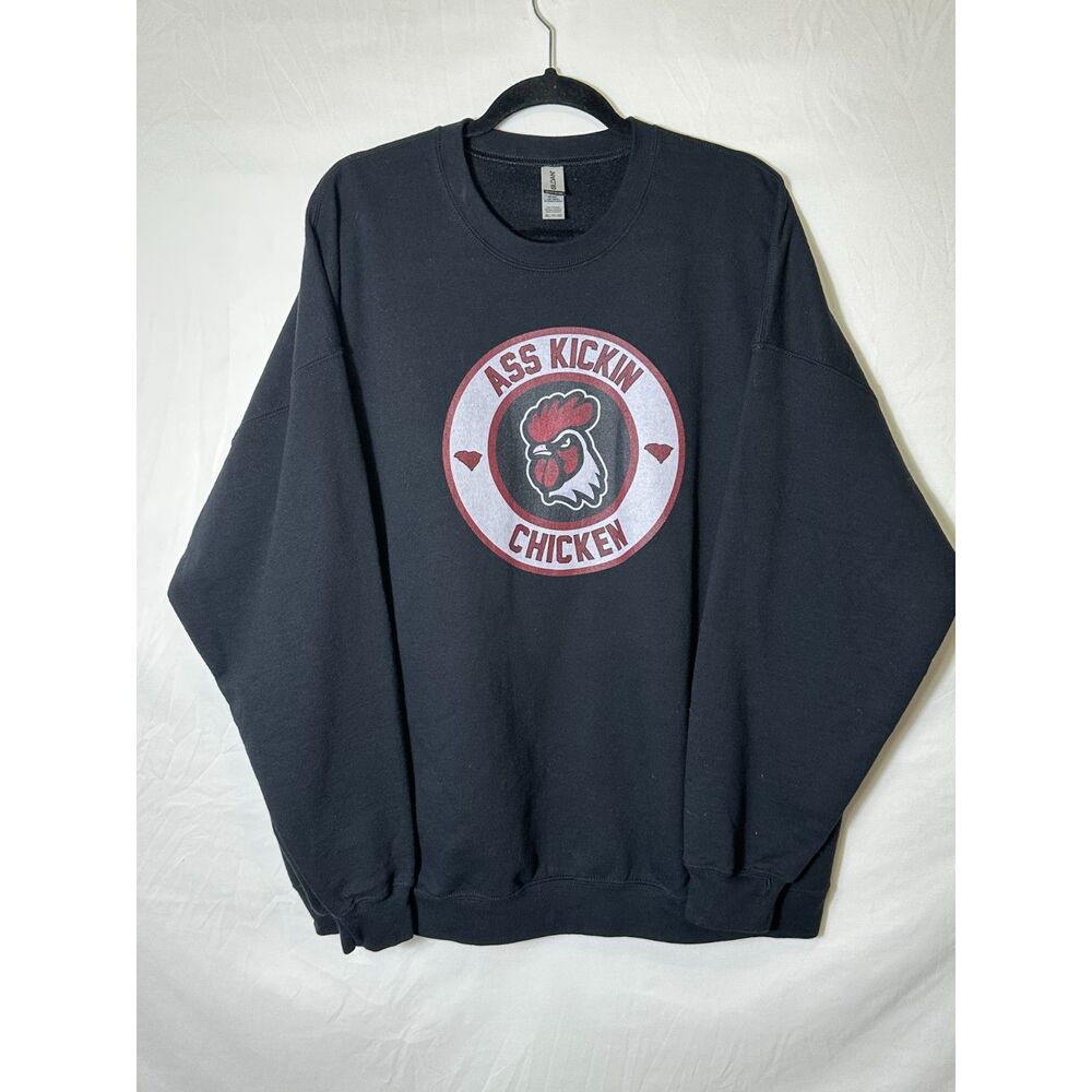Men's 3XL Black Heavy Duty "Ass Kickin Chicken" Black Sweatshirt Size 3XL